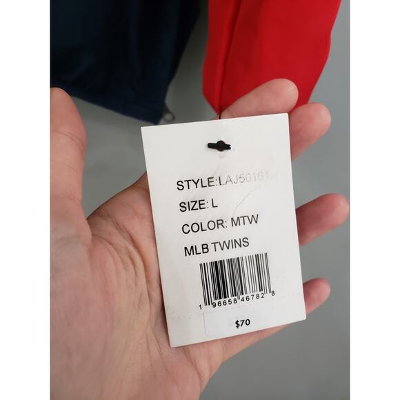 NEW MENS LARGE Minnesota Twins MLB Jacket Pullover Loose Windbreaker Lightweigt - Picture 2 of 6